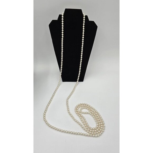 Unbranded Jewelry - Vintage Hand Tied Rope Faux Pearl Necklace 90" Hidden Clasp